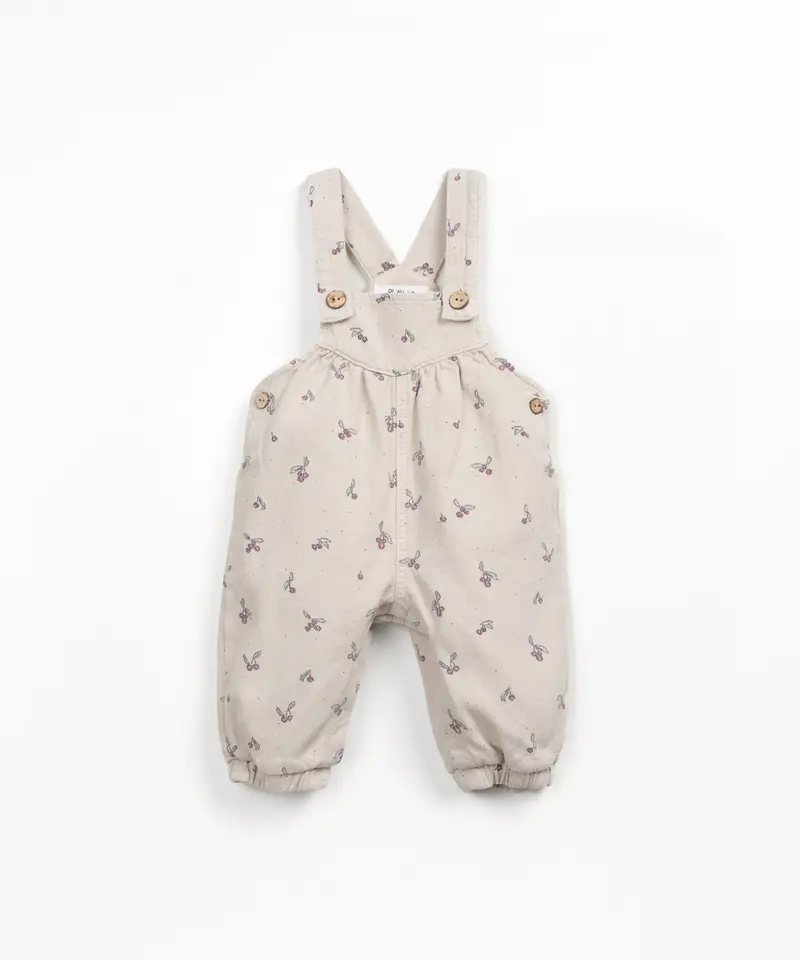 Salopette in twill con stampa