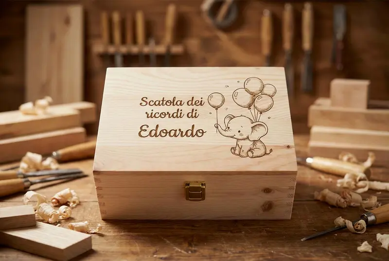 Scatola dei Ricordi Personalizzata in Legno – Nome e Tema a Scelta