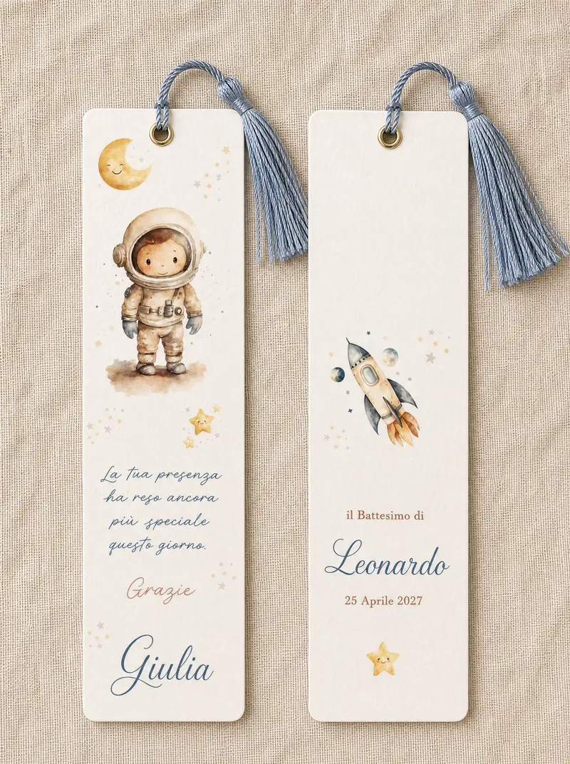 Segnalibro Segnaposto Battesimo Personalizzato con il Nome di Ogni Ospite