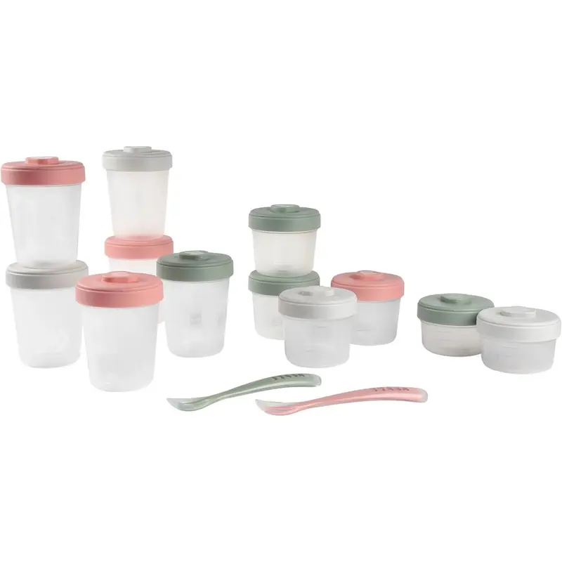 Set 12 vasetti pappa + 2 cucchiai in silicone