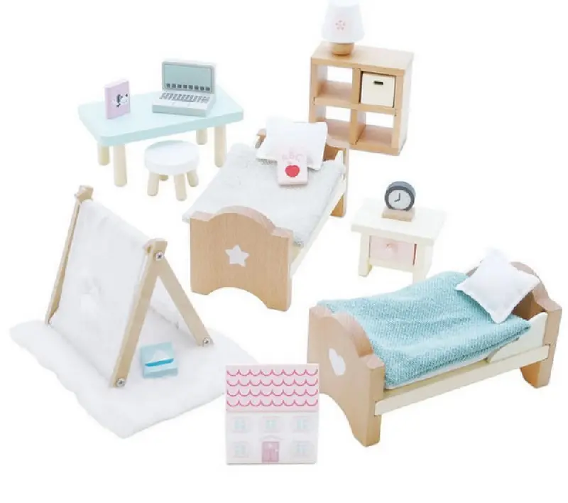 Set Arredo Cameretta dei Bambini in Legno per Casa delle Bambole