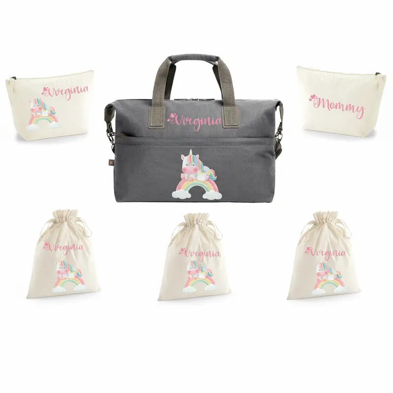 Set Borsone Medio personalizzabile Unicorno Arcobaleno