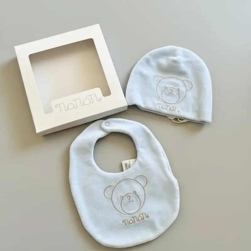 Set cappellino e bavaglino Nanan Azzurro