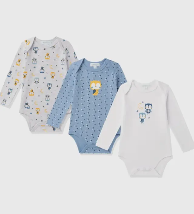 Set di 3 body cotone a manica lunga