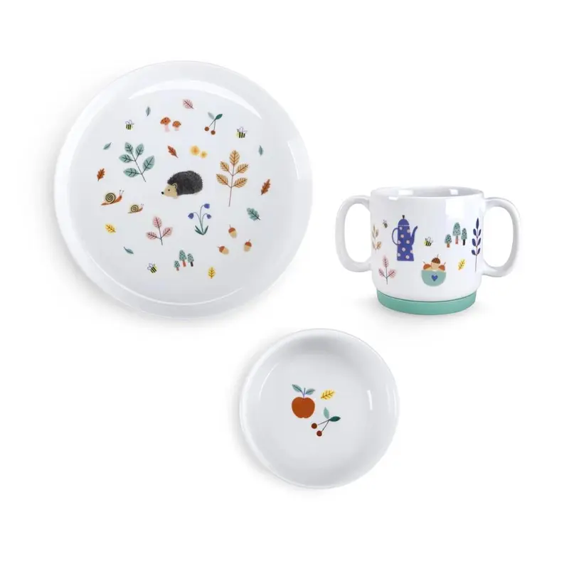 Set di stoviglie in porcellana con base antiscivolo
