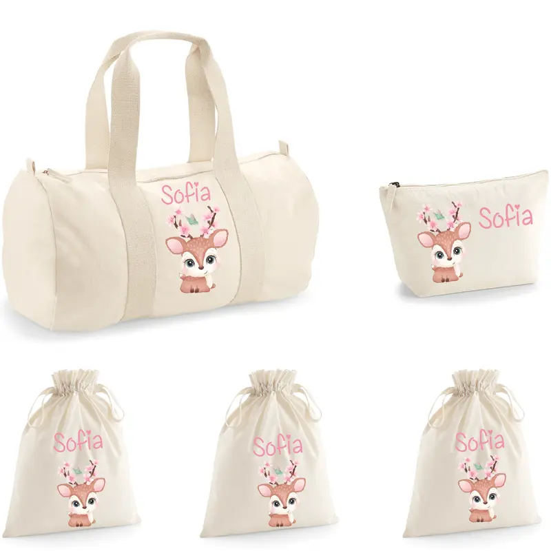 Set Nascita Borsone Baby Personalizzato - Tema Cerbiatto Pesco