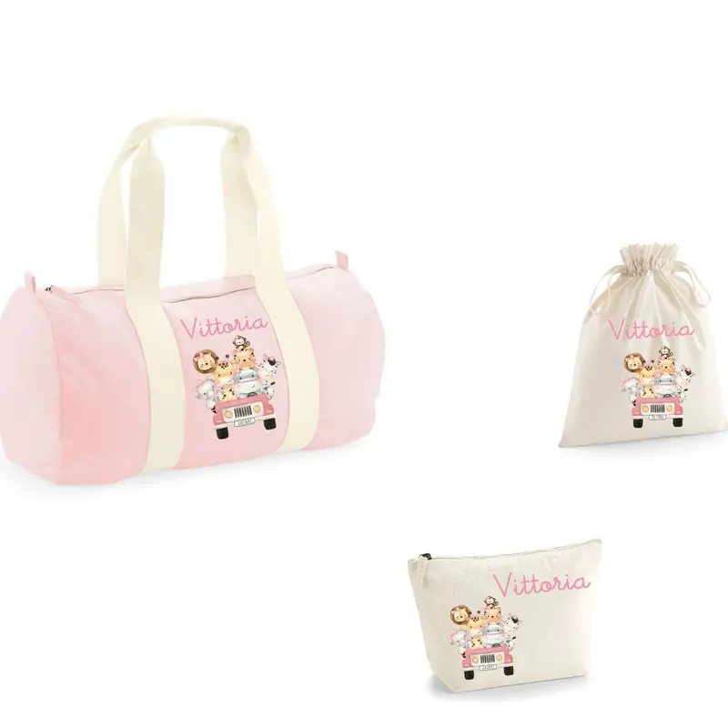 Set Nascita Borsone Baby Personalizzato - Tema Safari Rosa