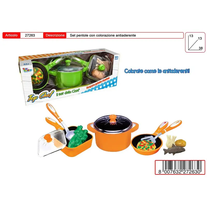 Set Pentole Chef Antiaderenti Giocattolo Scatola Toys Garden 27263