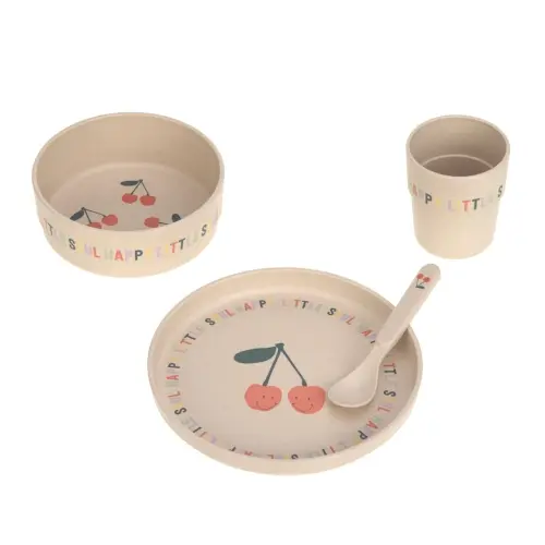 Set piatti 4 pezzi - Ciotola, piatto,bicchiere e cucchiaio