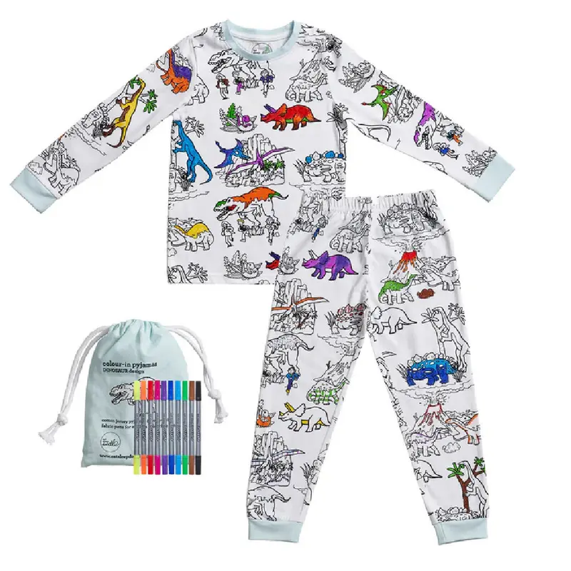 Set Pigiama per Bambini da Colorare e Lavare - Kit Creativo in 100% Cotone