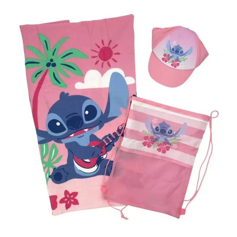 Set Regalo Mare Stitch Disney 3 Pezzi (Telo Mare - Cappello – Zaino) Ellepi
