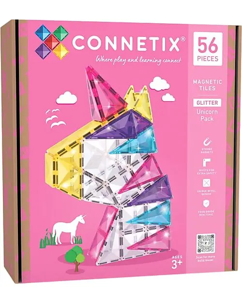 Set Unicorno Glitter - 56 Pezzi - 100% Plastica ABS Atossica