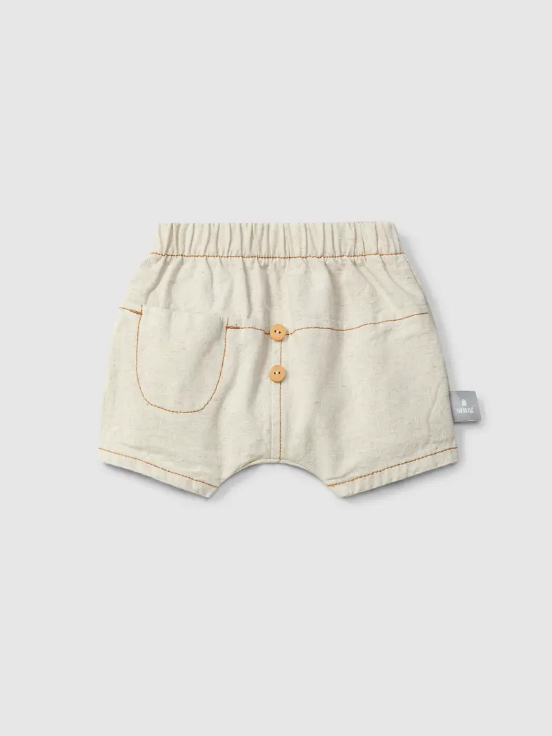 Shorts Pull-up in Canvas di Cotone e Lino - Stile Organico