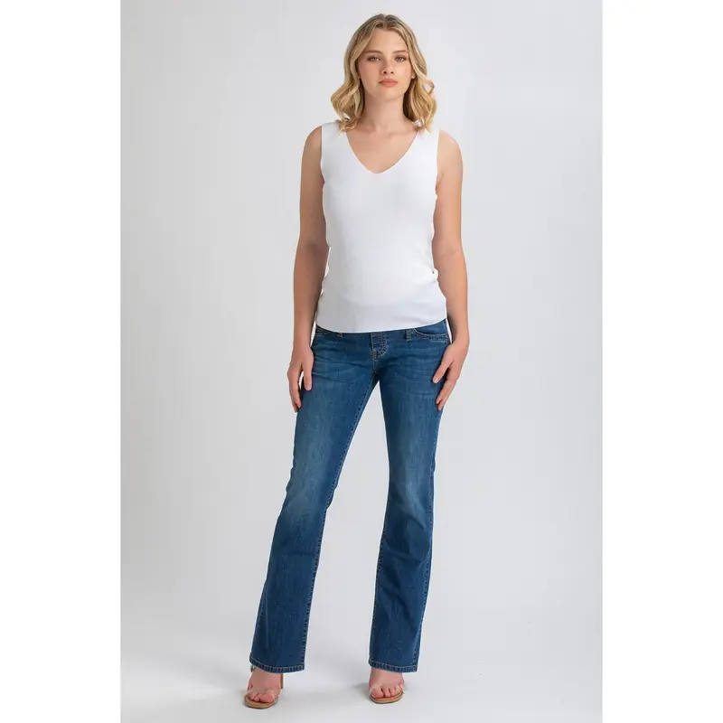 SLIM BOOTCUT WA07 - Jeans Premaman con Gamba Leggermente Svasata