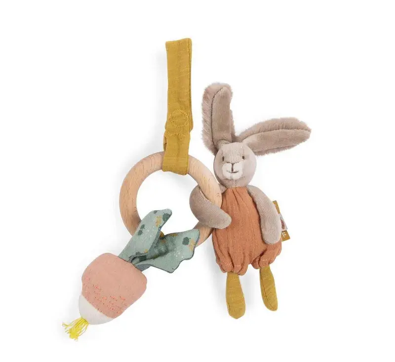 Sonaglio attività con anello in legno coniglio - Moulin Roty