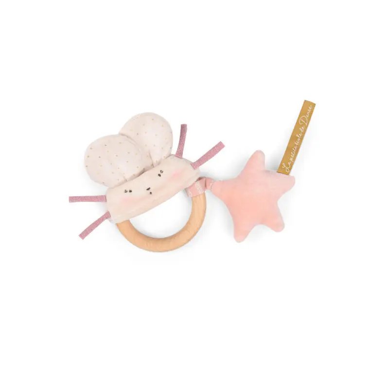 Sonaglio con anello in legno topo - Moulin Roty