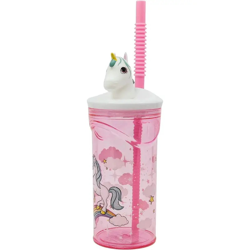 Stor Bicchiere Unicorno Cannuccia 3D Tritan