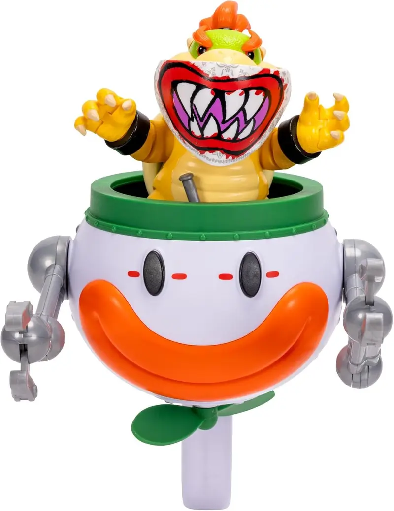 Super Mario Galaxy Movie - Playset Bowser Jr. 13cm con Clown Car, pennello e adesivi Water-Reveal