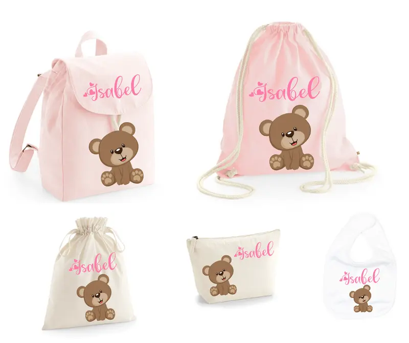 SUPER Set Asilo Completo Personalizzato – Mini Zaino, Sacchetto Beauty Bambino Orsetto