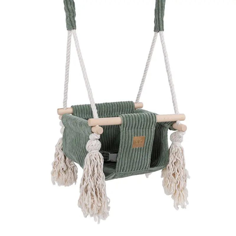 Swingly - Indoor Baby Swing - Cube seat - Olive Green