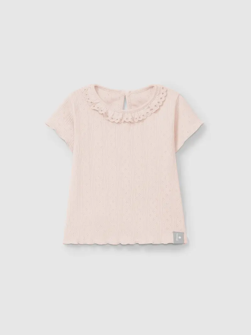 T-SHIRT AJOURS CON COLLETTO A VOLANT 5S111