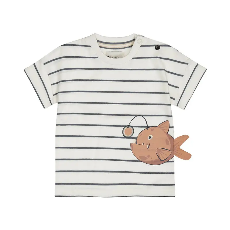 T-Shirt Bambino Bianco Righe Blu In Cotone Dirkje N58614
