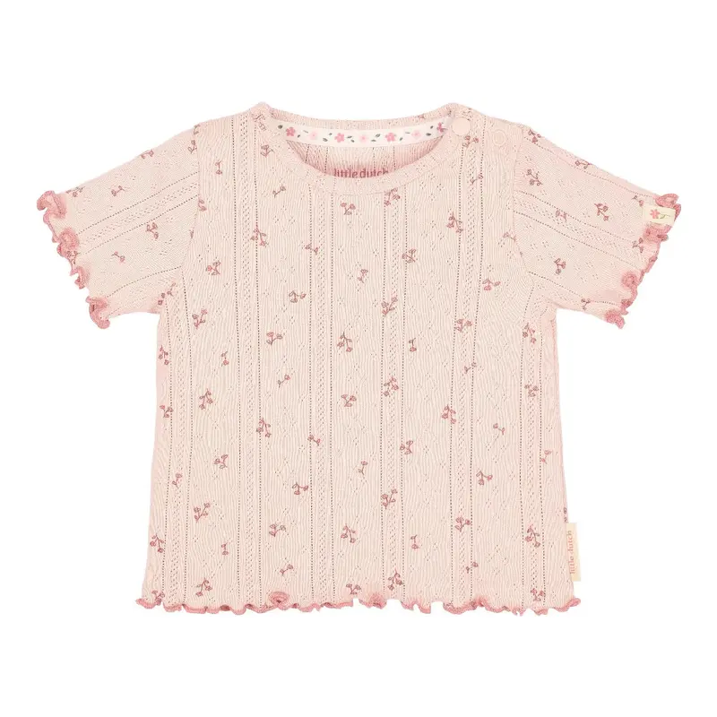 T-Shirt maniche Corte in Cotone Biologico Pointelle - Fairy Flowers