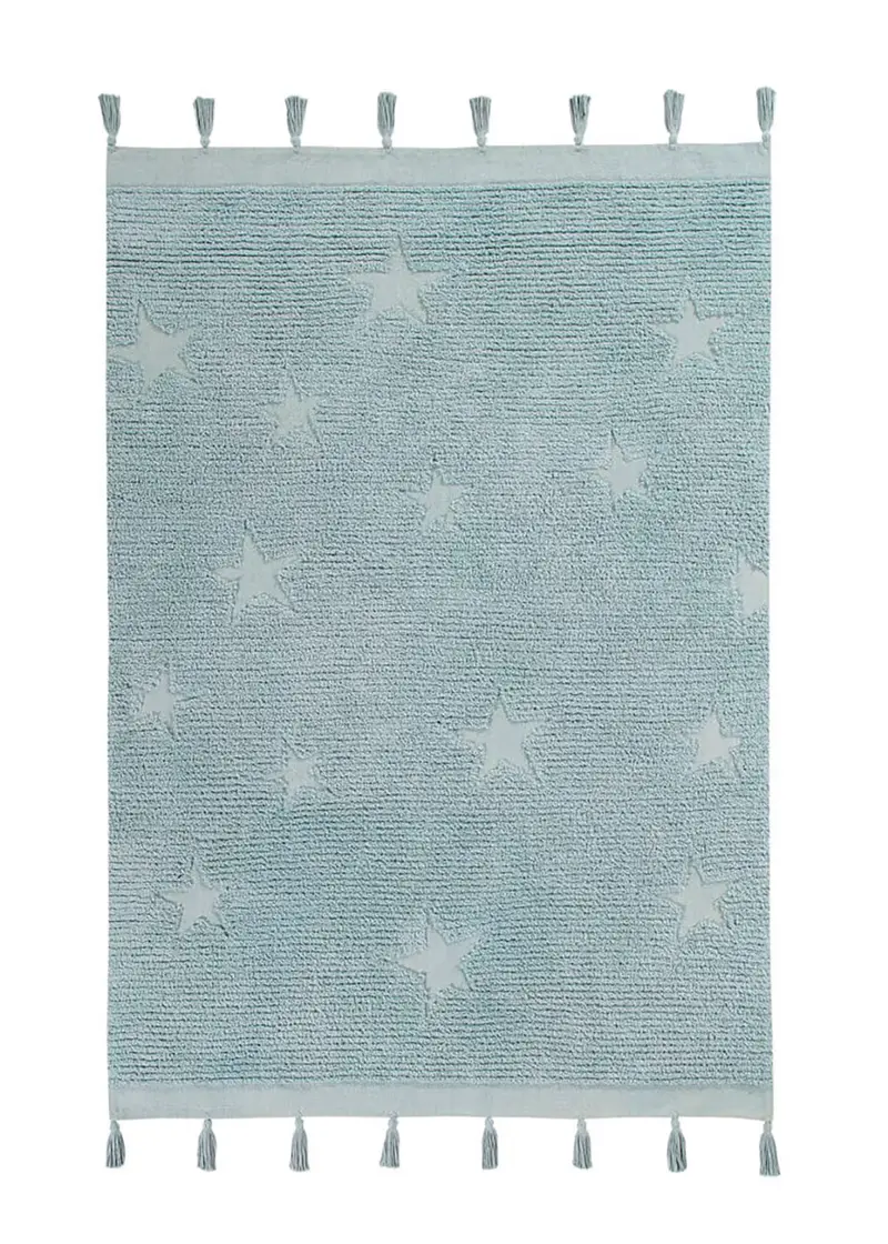 Tappeto Hippy Stars Aqua Blue - 120x175cm - Lavabile in lavatrice