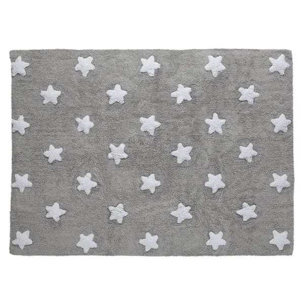 Tappeto in cotone Stars bianco e grigio - 120x160cm