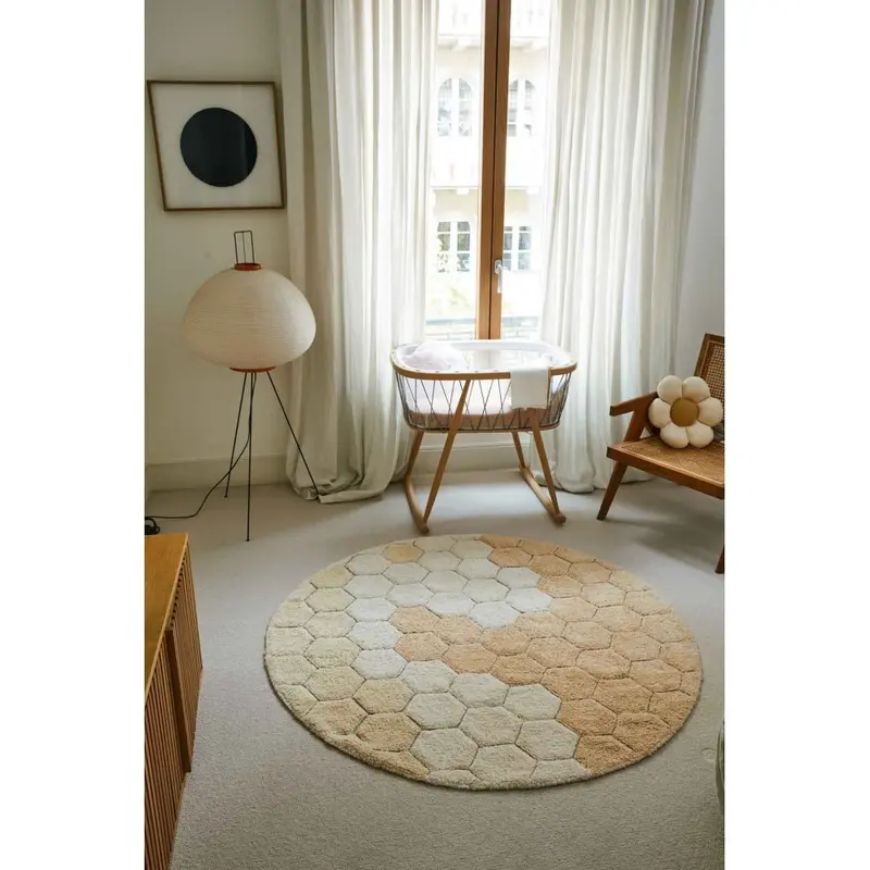 Tappeto lavabile rotondo Honeycomb - Ø140 cm - Collezione Planet Bee