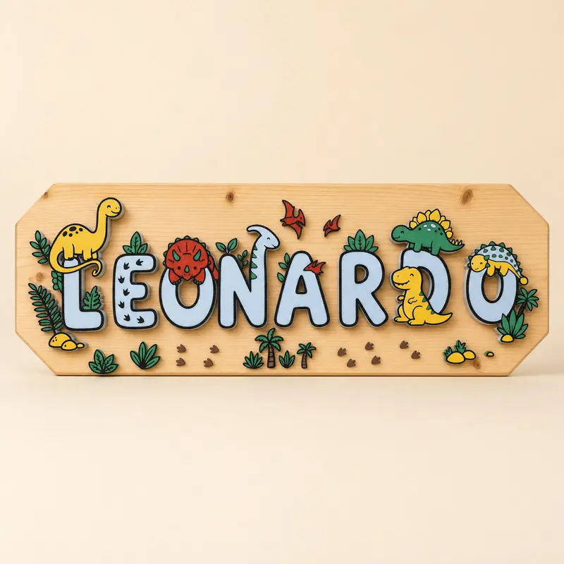 Targa con Nome in Legno e Lettere a Tema Personalizzata per Cameretta