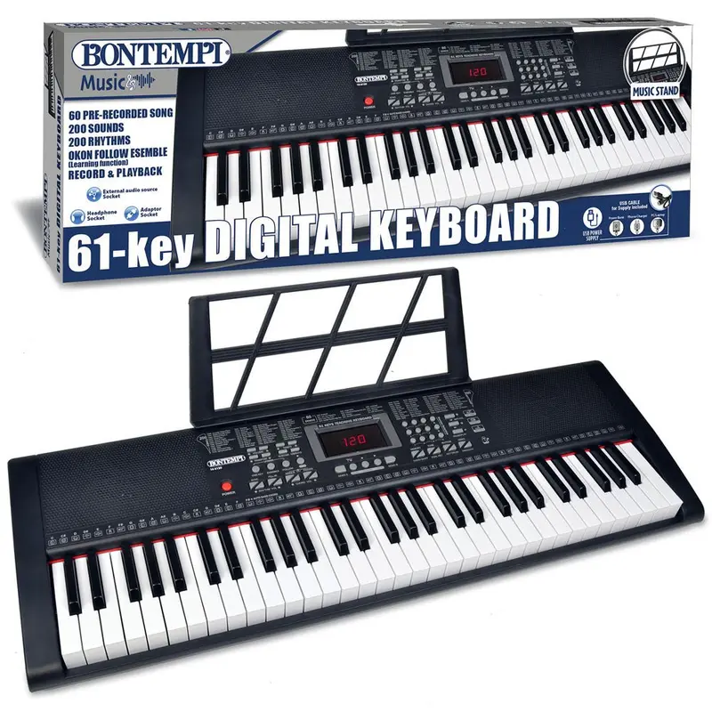 Tastiera Digitale Bontempi 54 Tasti Con Lettore MP3 e Supporto 16 5425SD