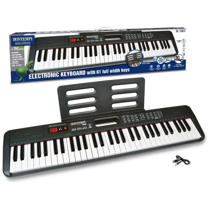 Tastiera Digitale Bontempi 61 Tasti 16 6119SD Con USB e Microfono