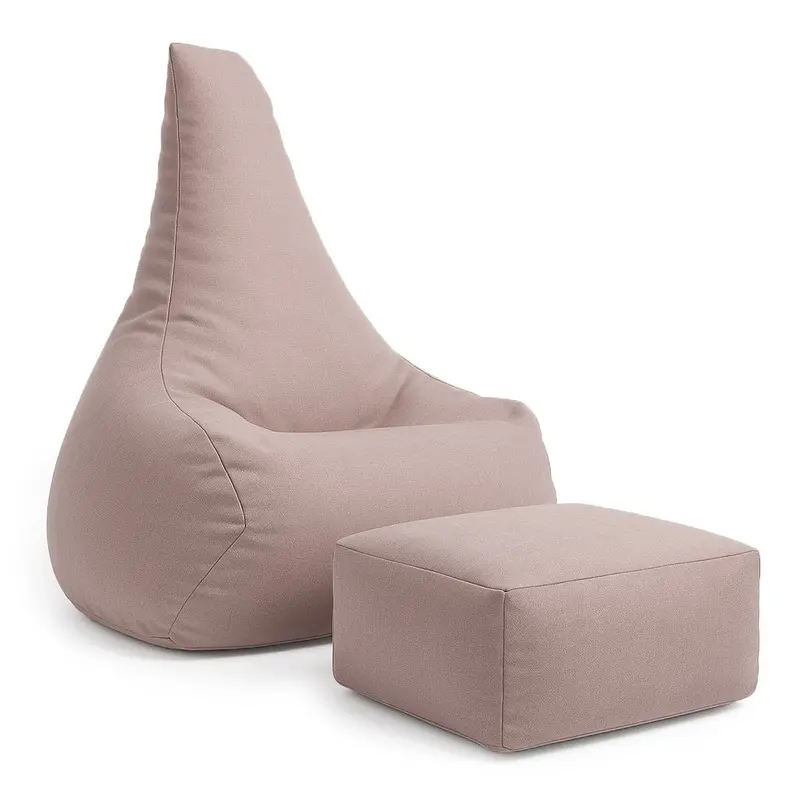Tearo - Bean Bag Chair + Footrest for Little Loungers - Rosy Pink