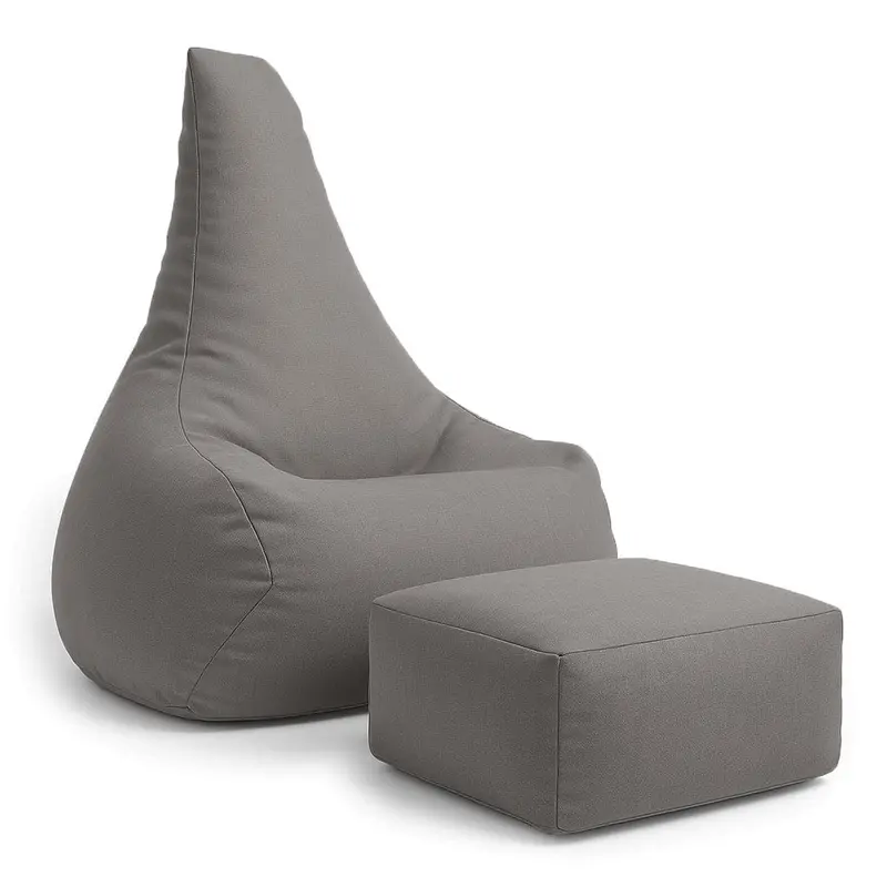Tearo - Bean Bag Chair + Footrest for Little Loungers - Taupe
