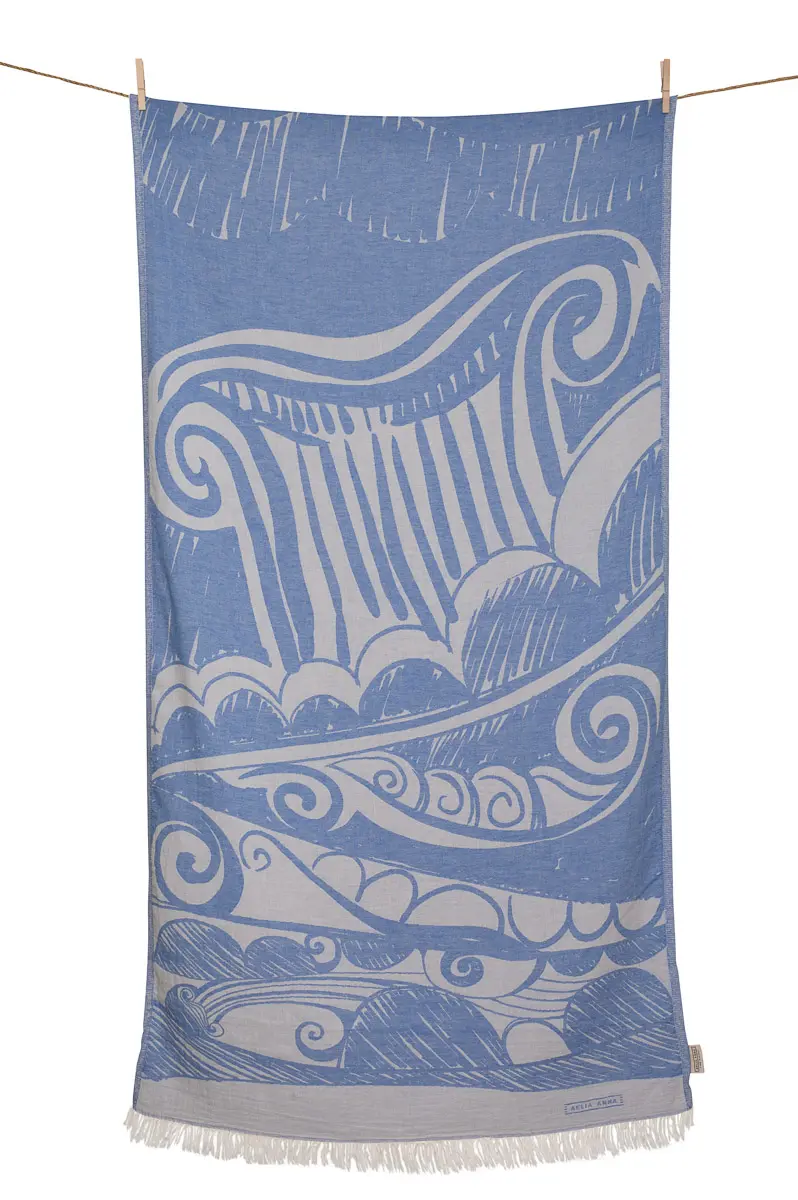 Telo Mare Cotone Aelia Anna Aiolos Blu 90x180 cm – Leggero, Assorbente e Perfetto da Viaggio