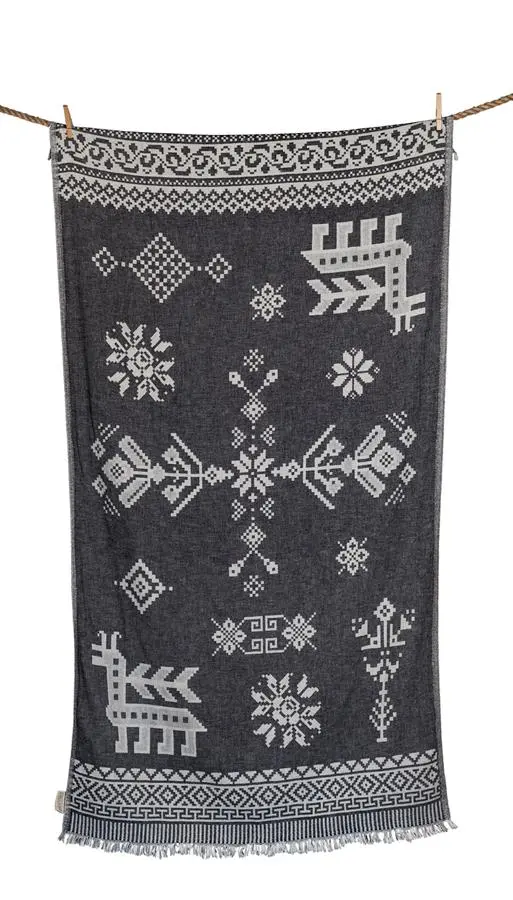 Telo Mare Cotone Aelia Anna – Kentima Nero (Stile Hamam)