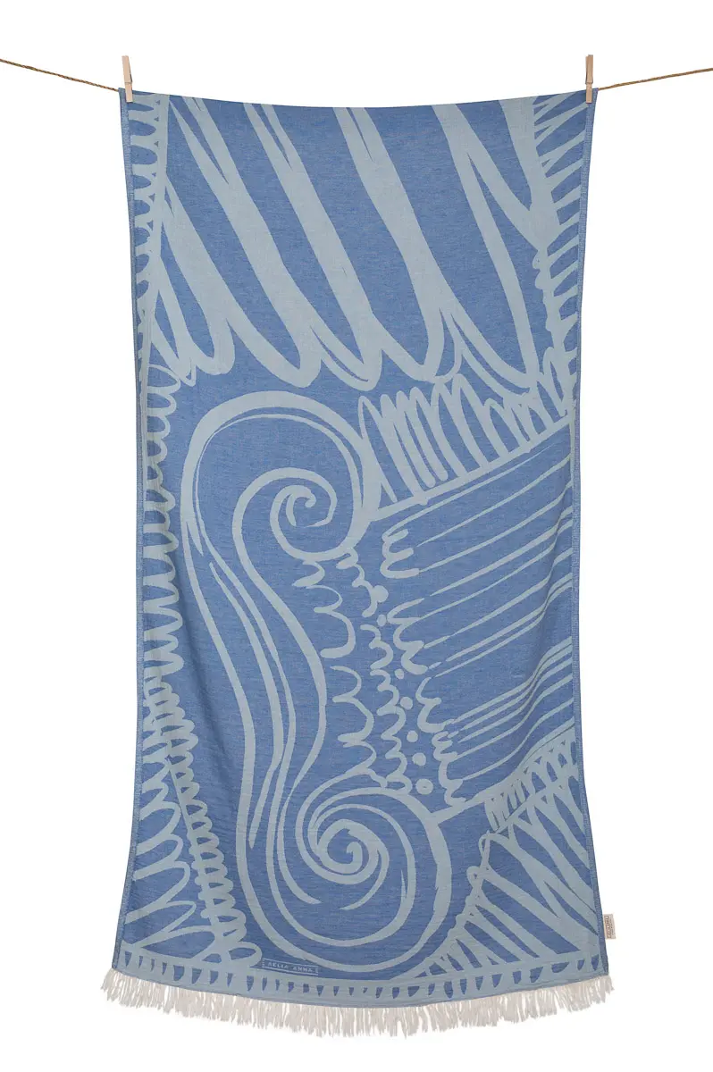Telo Mare Cotone Aelia Anna Kionas Blu & Mint 90x180 cm – Leggero, Assorbente e Perfetto da Viaggio