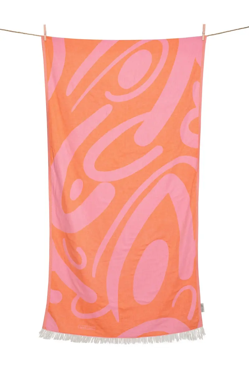 Telo Mare Cotone Aelia Anna Persefoni Arancio & Rosa 90x180 cm – Leggero e Assorbente da Viaggio