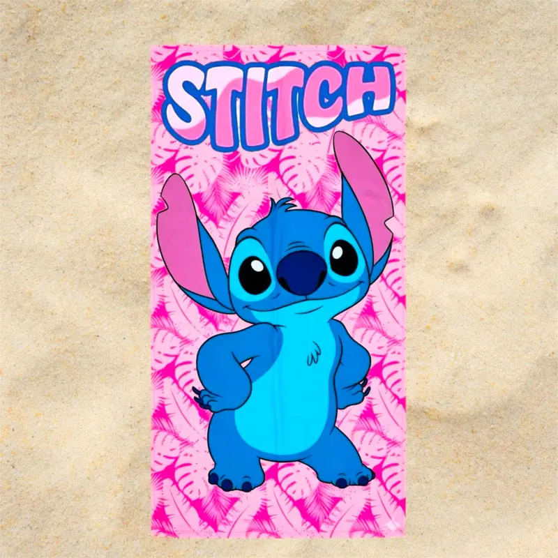 Telo Mare DISNEY STITCH Asciugamano Rosa in Morbida Microfibra per Piscina e Spiaggia dai Colori Vivaci Idea Regalo Estate per Fan di Stitch