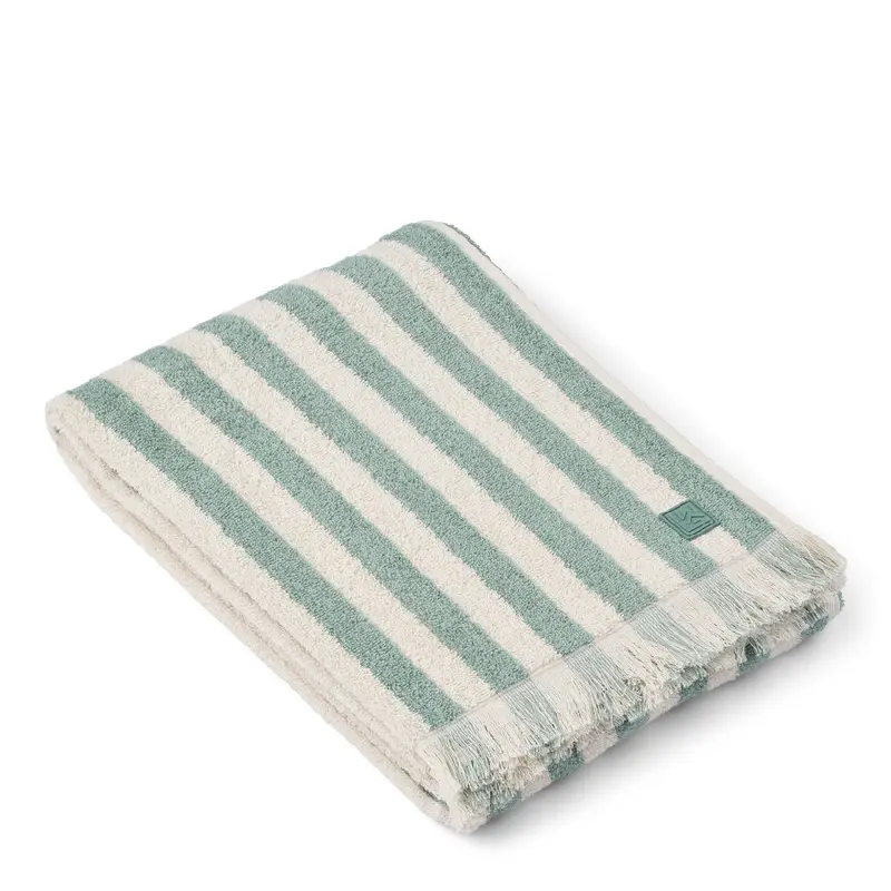 Telo Mare Grande in Cotone Biologico Waffle con Pizzo Sangallo - 140x70 cm