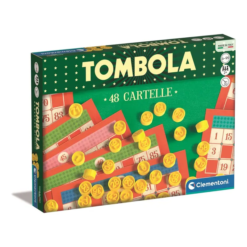 Tombola Clementoni 48 Cartelle con Numeri in Plastica