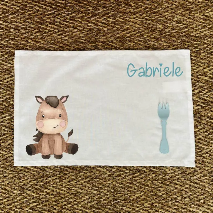 Tovaglietta Asilo Bambino Personalizzata – Set Pappa con Nome Baby Horse