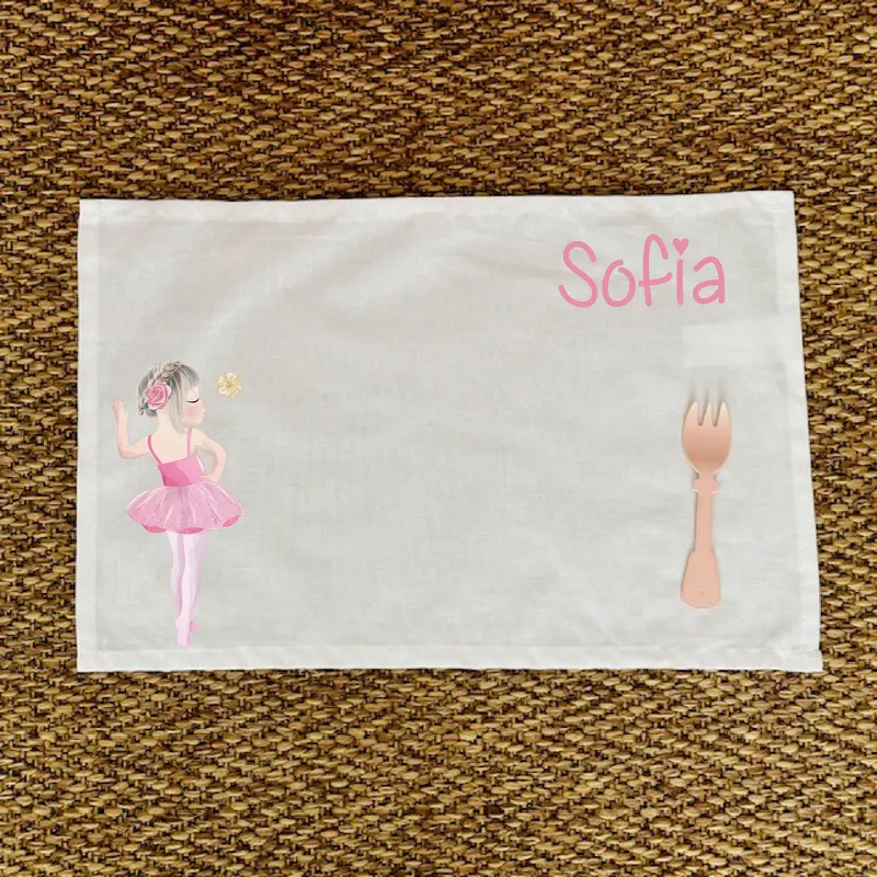 Tovaglietta Asilo Bambino Personalizzata – Set Pappa con Nome Ballerina