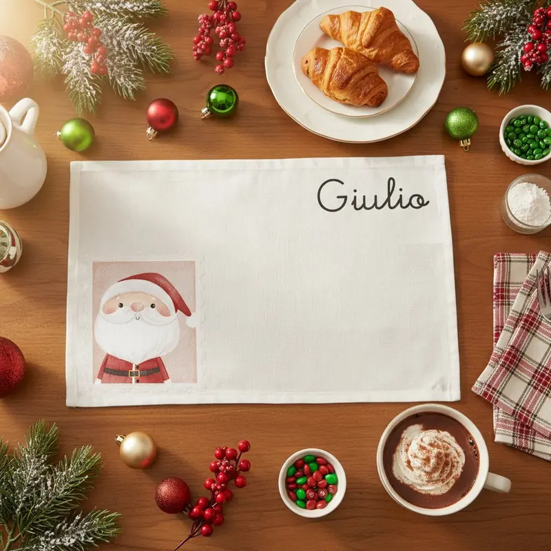 Tovaglietta  Bambino Personalizzata – Set Pappa con Nome Babbo Natale/Renna