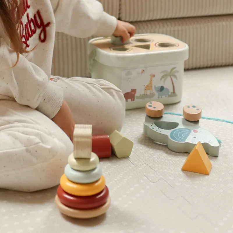 Toy Box - Sorting Blocks, Stackable Pyramid and Elephant On Wheels
