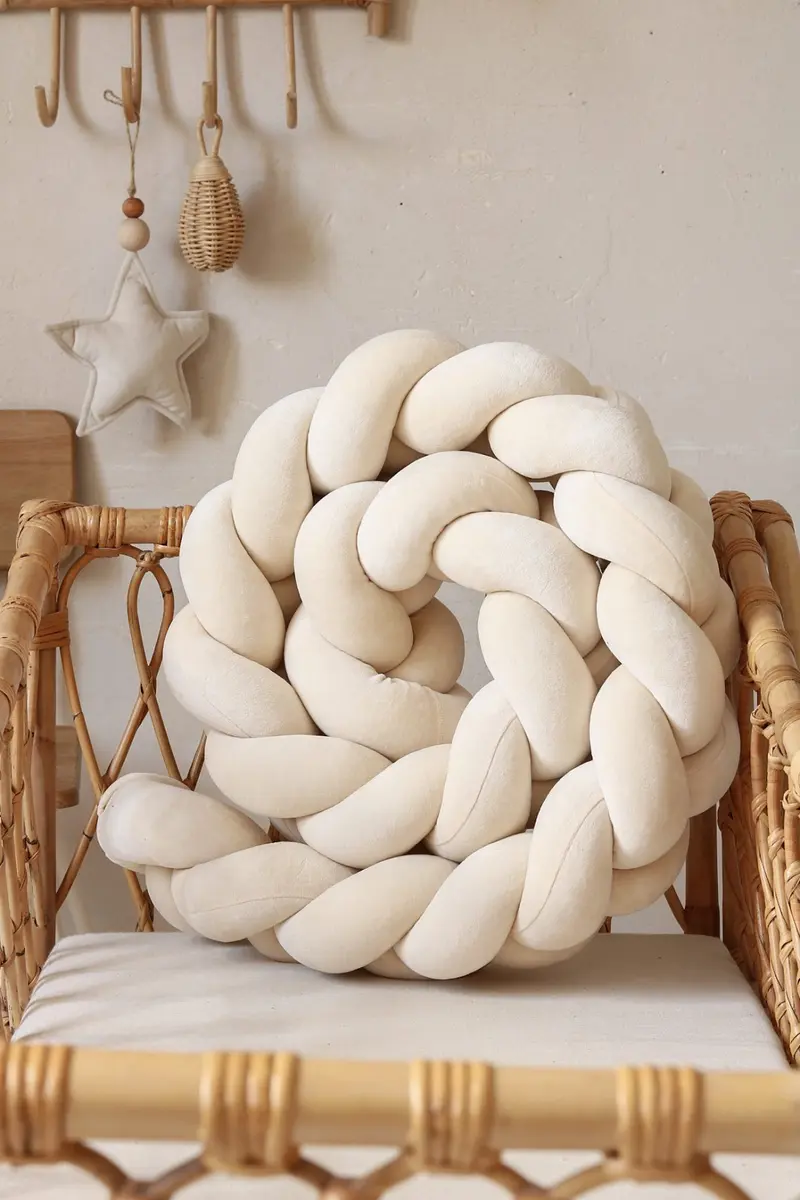Treccione paracolpi in velluto color crema - 300 cm
