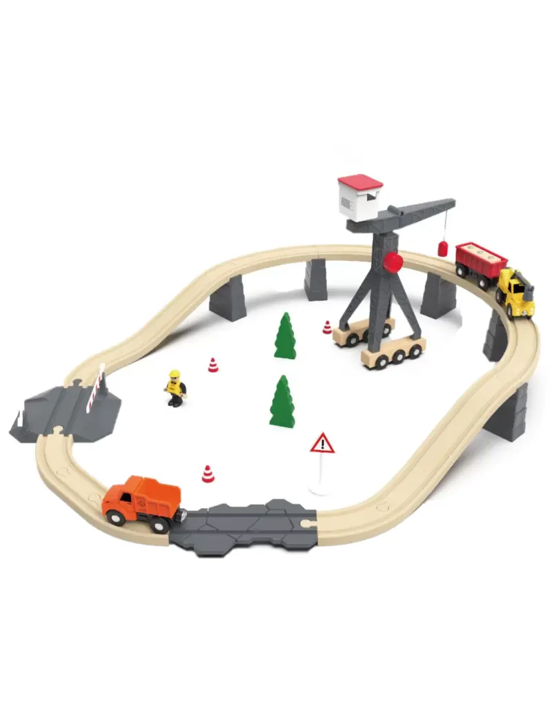 Trenino in Legno – Set Cantiere – 35 Pezzi