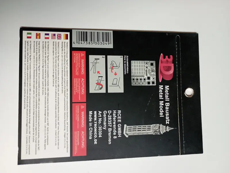 Tronico Big Ben 3D Metal Model scala 1