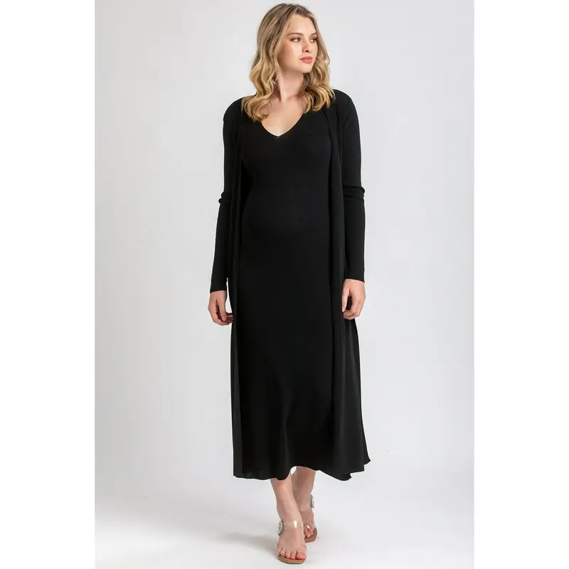 TULIP - Cardigan Premaman Nero con Spacchi Laterali